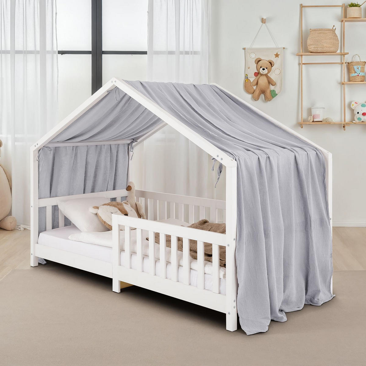 HAUSBETT- HIMMEL LIAN hellgrau - Hellgrau, Textil - IDIMEX