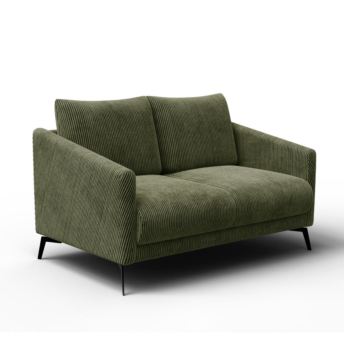 SOFA VILT 2-Sitzer, olive - Schwarz/Olivgrün, Holzwerkstoff/Textil (142/89/94cm) - Wozimo