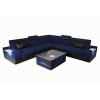 COUCH Trivento L-Form Dunkelblau Schwarz Mikrofaserstoff - Dunkelblau, Kunststoff (274/274cm)
