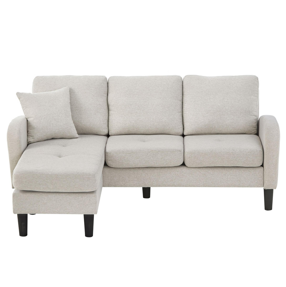 ECKSOFA Baumwoll-Leinenbezug mit modularer Chaiselongue Beige Grau Weiß 166/118/77 cm - Greige, Textil (166/118cm) - Redom