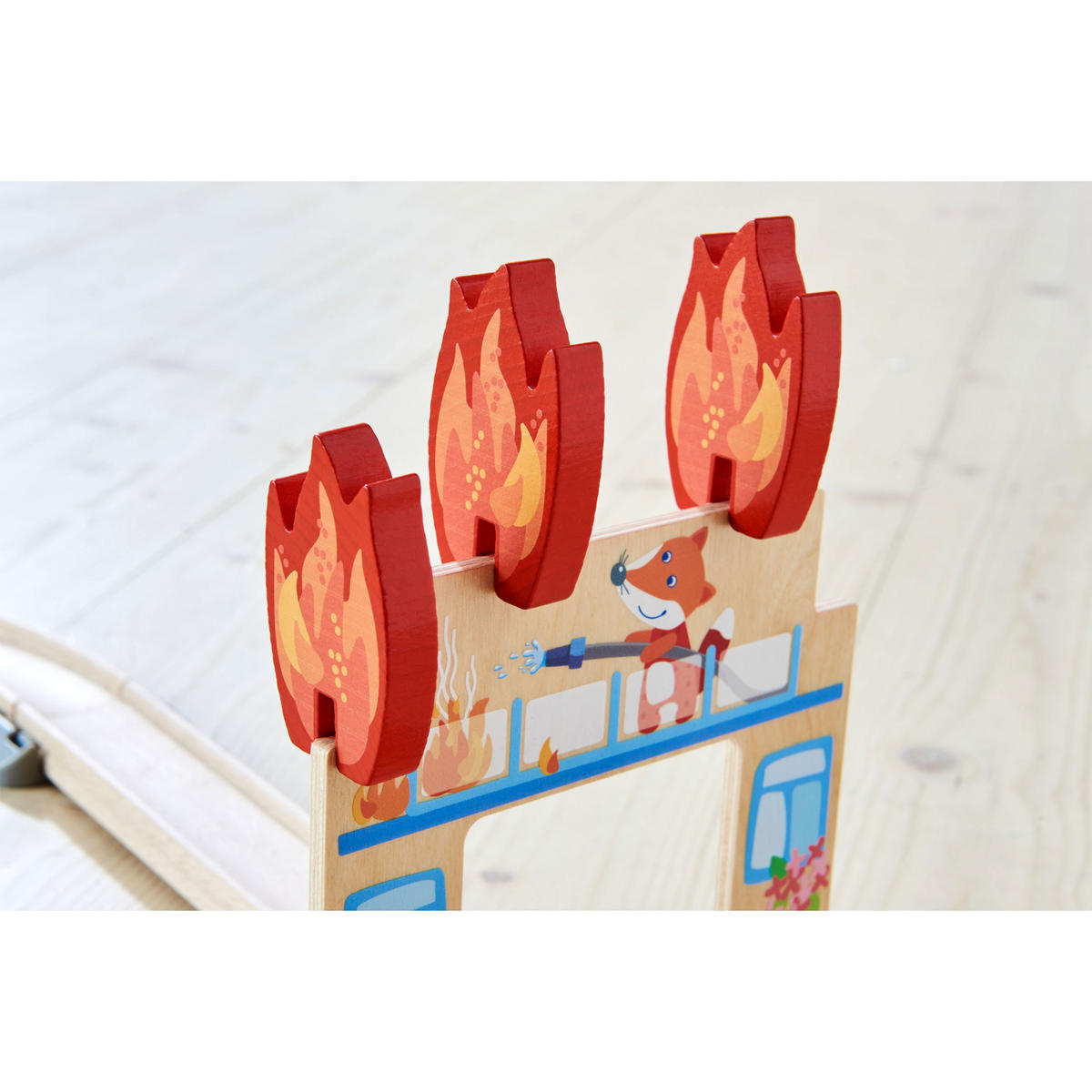 SPIELZEUGAUTO Kullerbü Spielbahn Feuerwehrwache, ab 2 Jahren - Multicolor, Kunststoff (31.5/47.5cm) - Haba