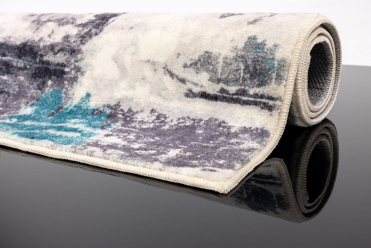 BADTEPPICH Ariella Grau 70x120 cm - Türkis, Textil (70/120cm) - Gino Falcone