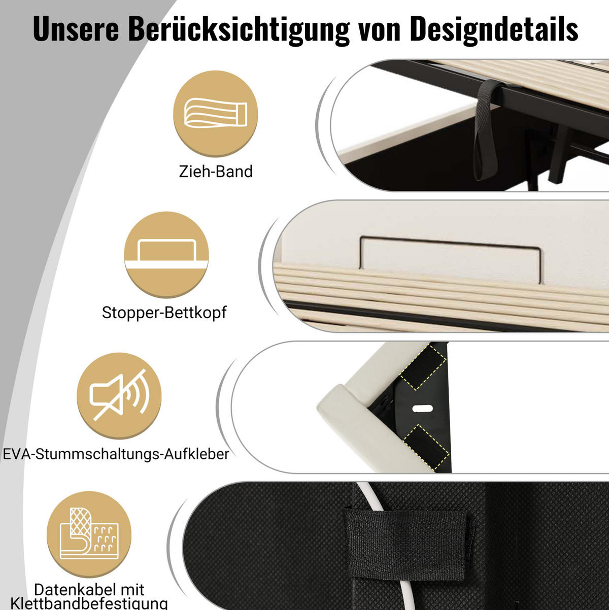 POLSTERBETT 160/200 cm mit LED-Beleuchtung, USB-C und hydraulischem Stauraum, PU, Weiß - Weiß, Textil (160/200cm) - Redom