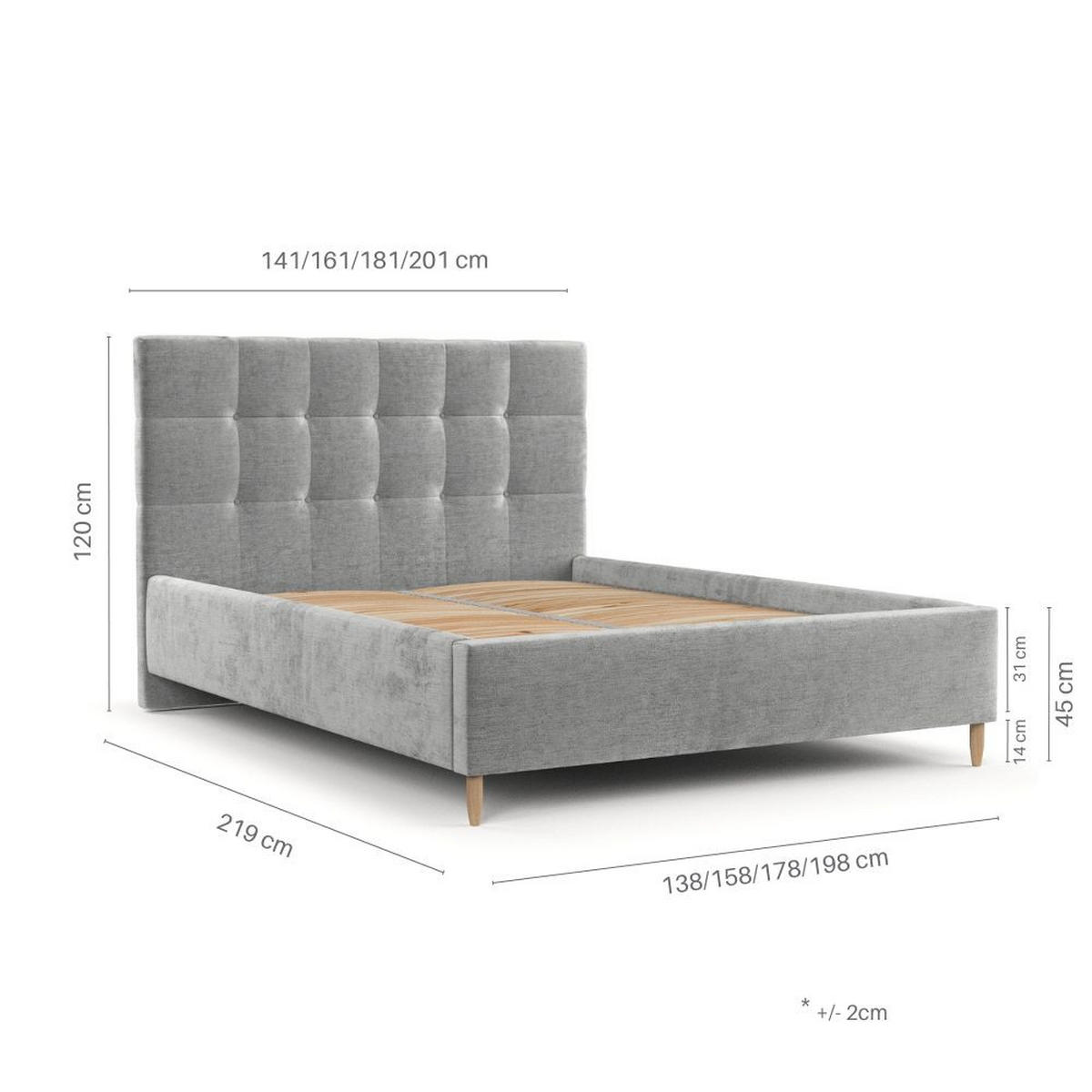 POLSTERBETT Cora 140/200 cm Marineblau im Lotta Stoff - Naturfarben/Dunkelblau, Holz/Holzwerkstoff (140/200cm) - AltaBeds