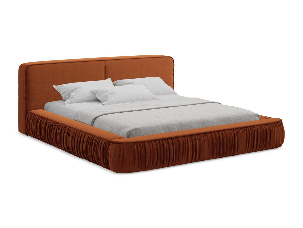 POLSTERBETT mit Bettkasten und Lattenrost 178x238 Orange - Terra cotta/Schwarz, Kunststoff/Textil (140/200cm) - Makamii