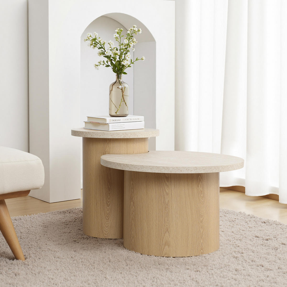 COUCHTISCHE 2er-Set, Holz | B85 x T60 x H47,5 cm - Braun, Holzwerkstoff (60/85/47.5cm) - Hometopia