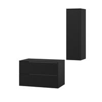 BADMÖBEL-SET Color Schwarz 2-Teilig (2S 80 + 1D 100) - Schwarz, Holzwerkstoff (110/160/45cm) - mzm24