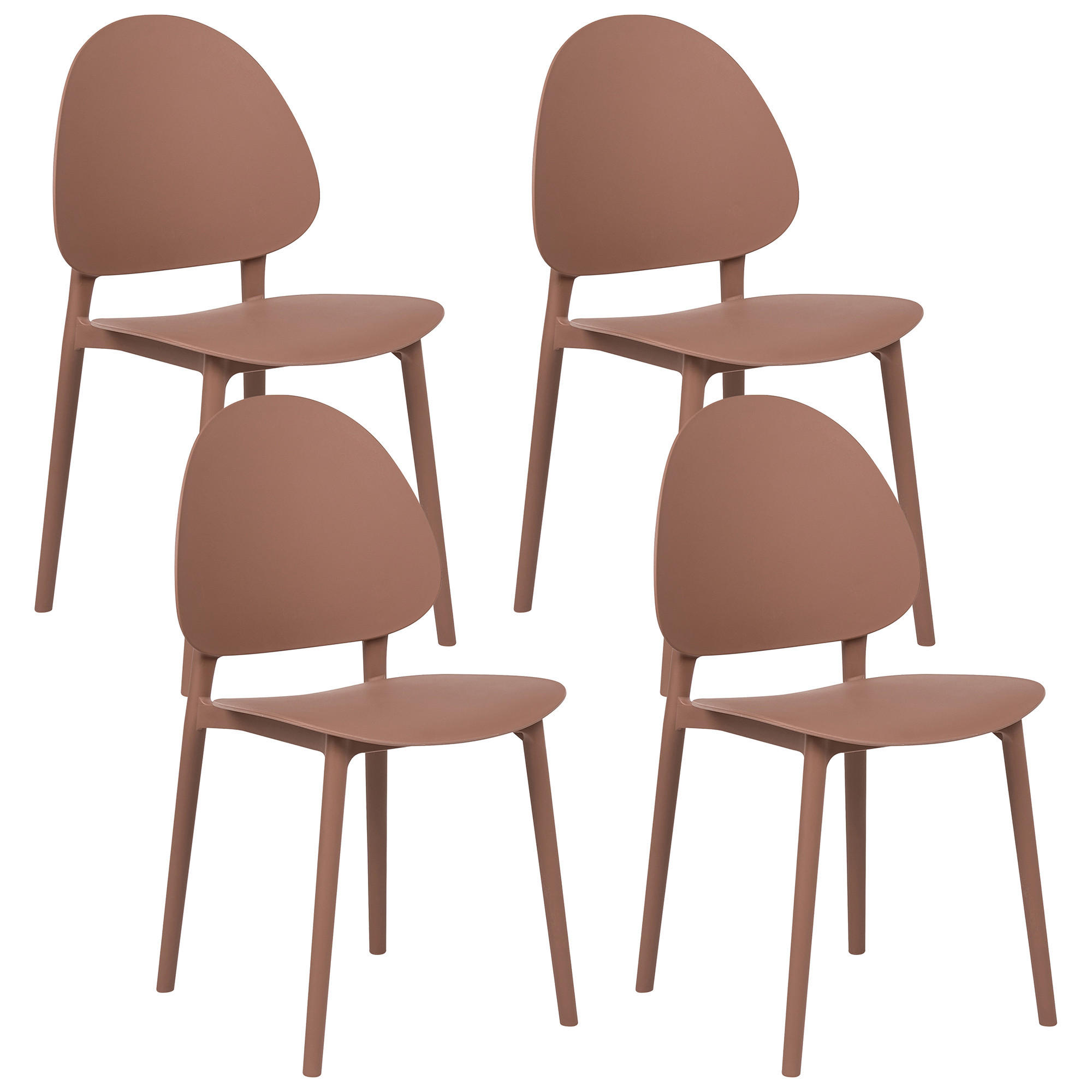 GARTENSTUHL 4er-Set Braun Ceara - Braun, Kunststoff (44/83/45cm) - Beliani