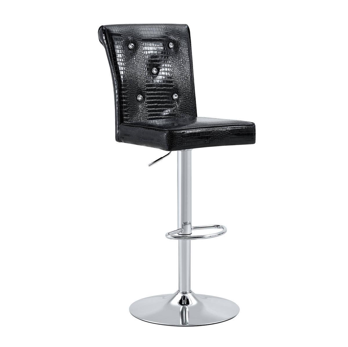 STUHL 2er-Set mit Kristallknopf Schwarz PVC - Schwarz, Metall (42/125/55cm) - Meubliv