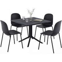 GARTENMÖBEL-SET Mara 4 Stühle 186x182x85cm Metall Schwarz Balkonset - Schwarz, Metall - DELUKE