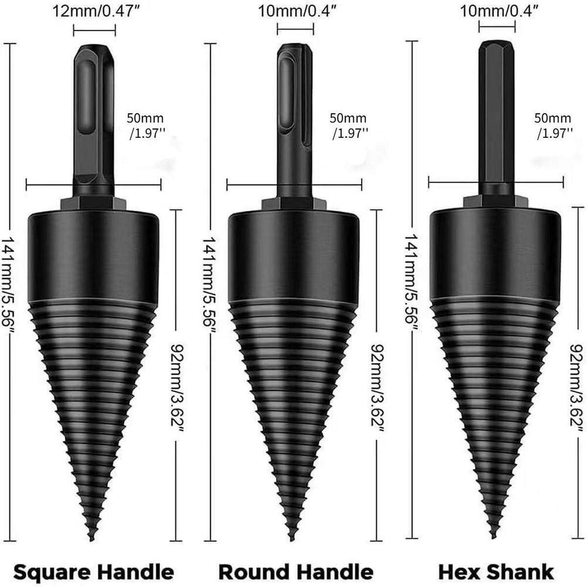 MEISSEL - zum Spalten von Holz - 50 mm, mit 3 Griffen (quadratisch/rund/sechseckig) - Schwarz, Metall (14/5/9.2cm) - DCA