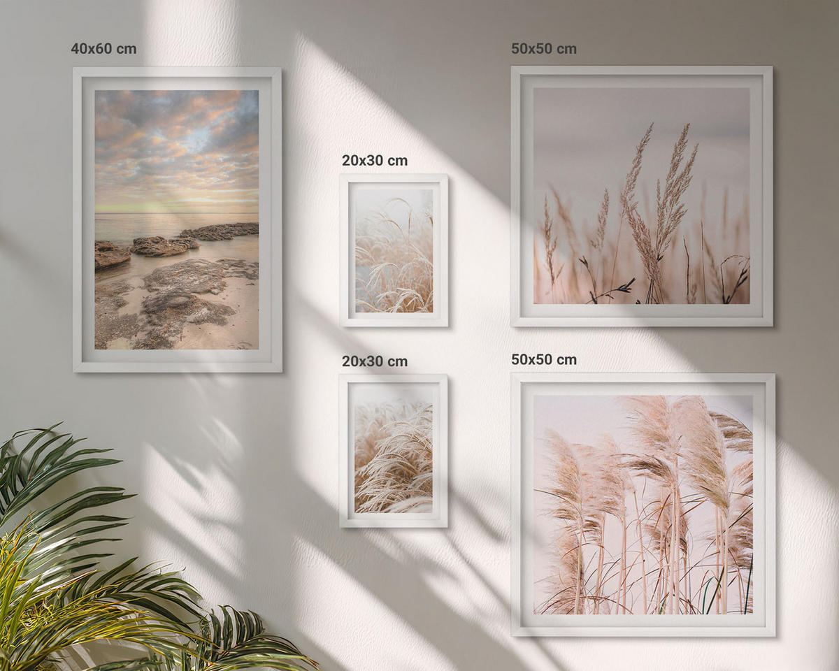 BILDER SET 5er Set - 50x50 cm & 20x30 cm & 40x60 cm Weißer Rahmen - Meerblick von Venedig - Weiß, Kunststoff (40/60cm) - TULUP