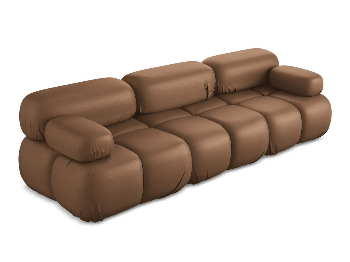 3-SITZER SOFA Kunstleder Braun - Lila/Schwarz, Leder/Kunststoff (285/70/96cm) - Makamii