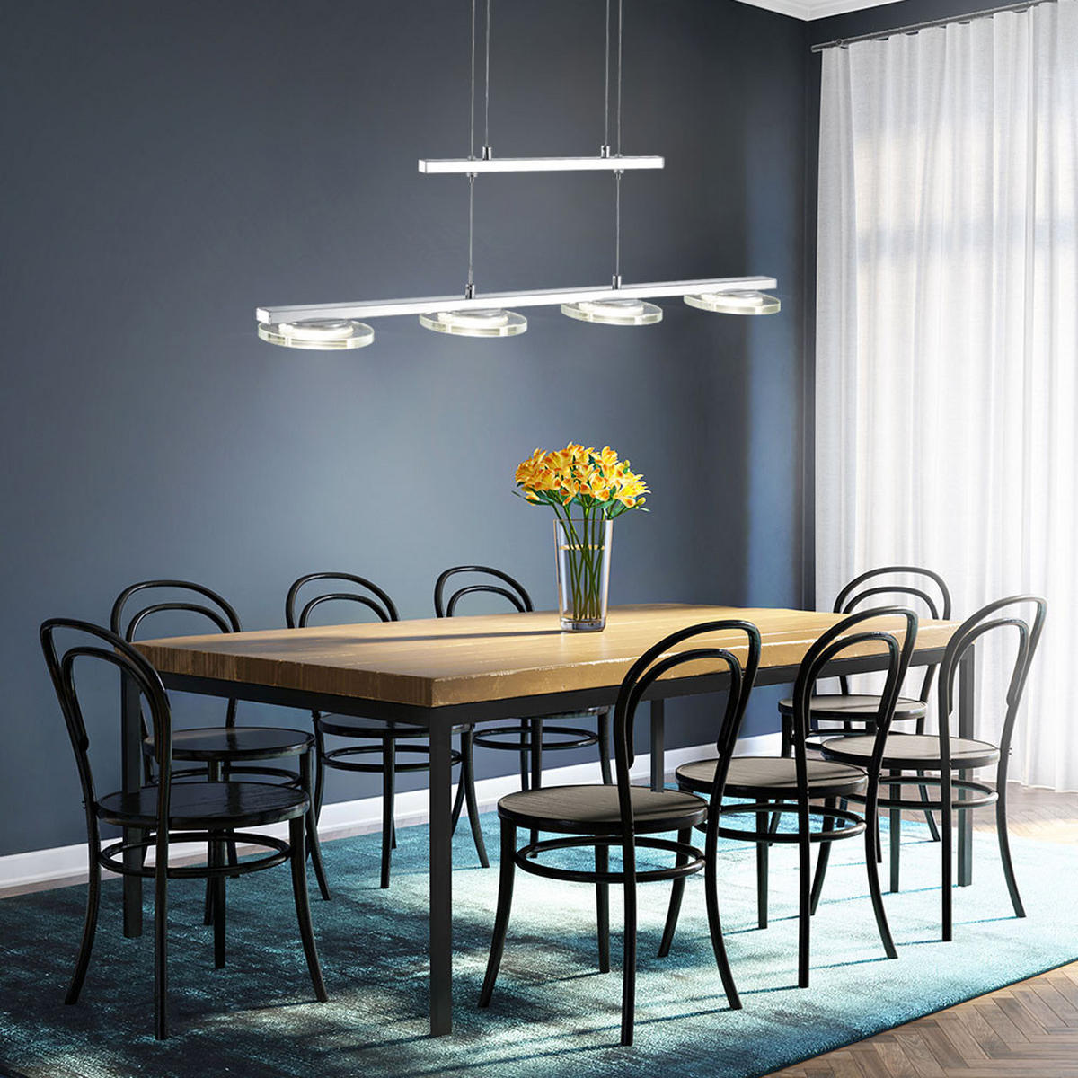 LED HÄNGELEUCHTE Metall Glas Silber - Silberfarben, Glas (13.5/21/120cm)