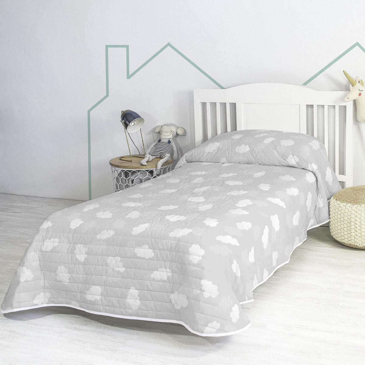 TAGESDECKE clouds 200x260 cm (bett 105) grau - Grau, Textil (200/260cm) - Happy Friday