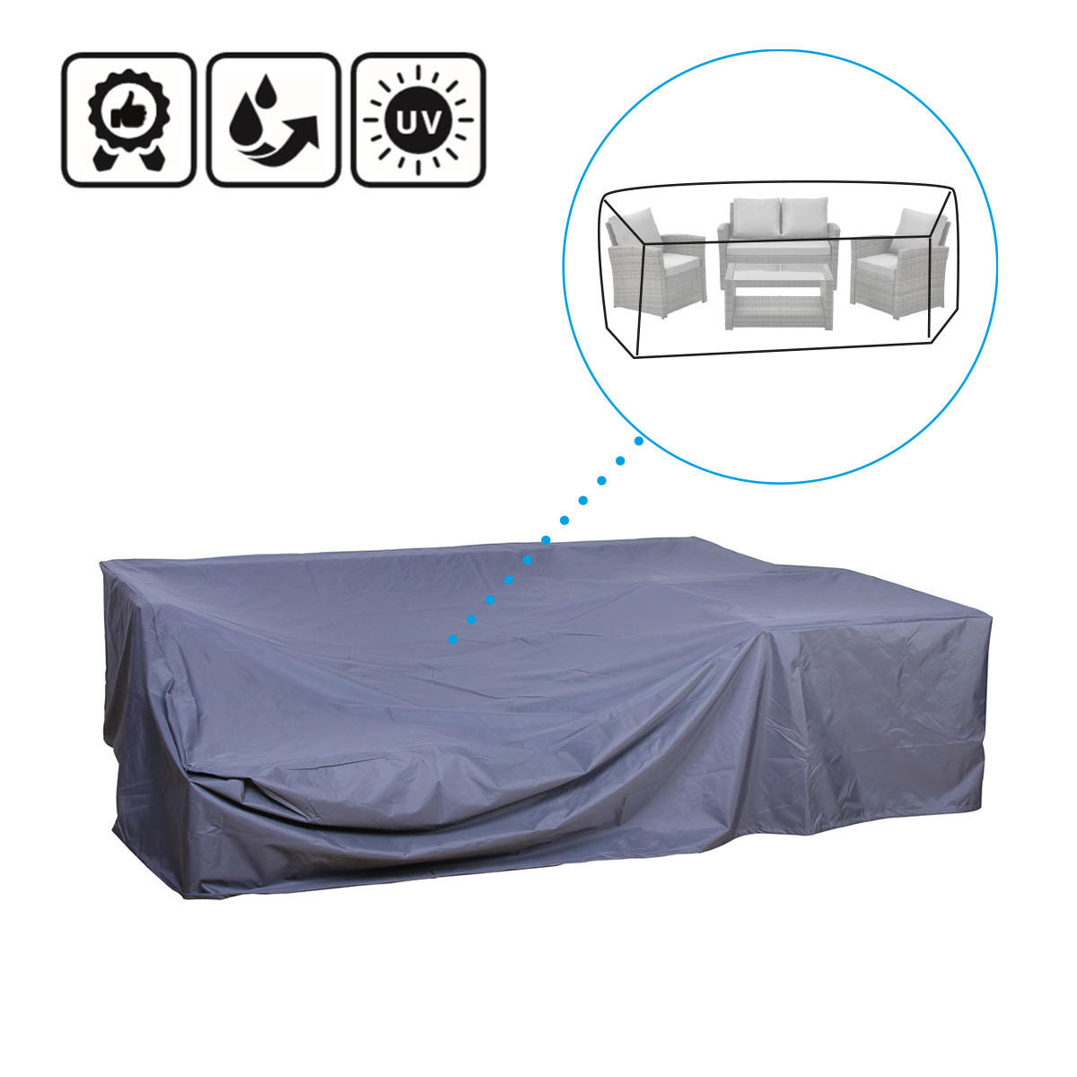 SCHUTZHÜLLE Sitzgruppe Roma/Madrid - Grau, Textil (198/67/122cm) - SVITA