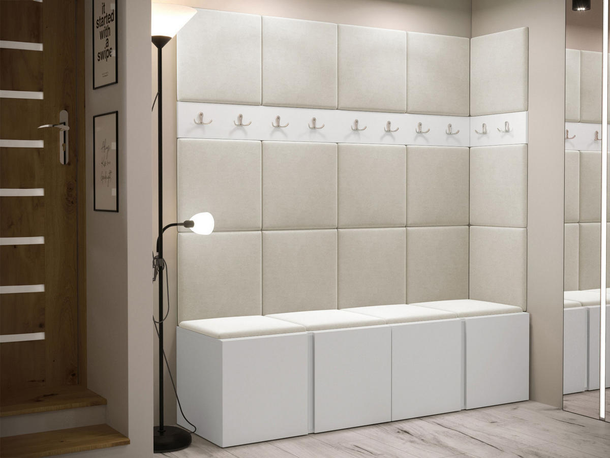 GARDEROBEN-SET Orion II - Beige/Weiß, Holzwerkstoff/Kunststoff (168/186/46cm) - MIRJAN24