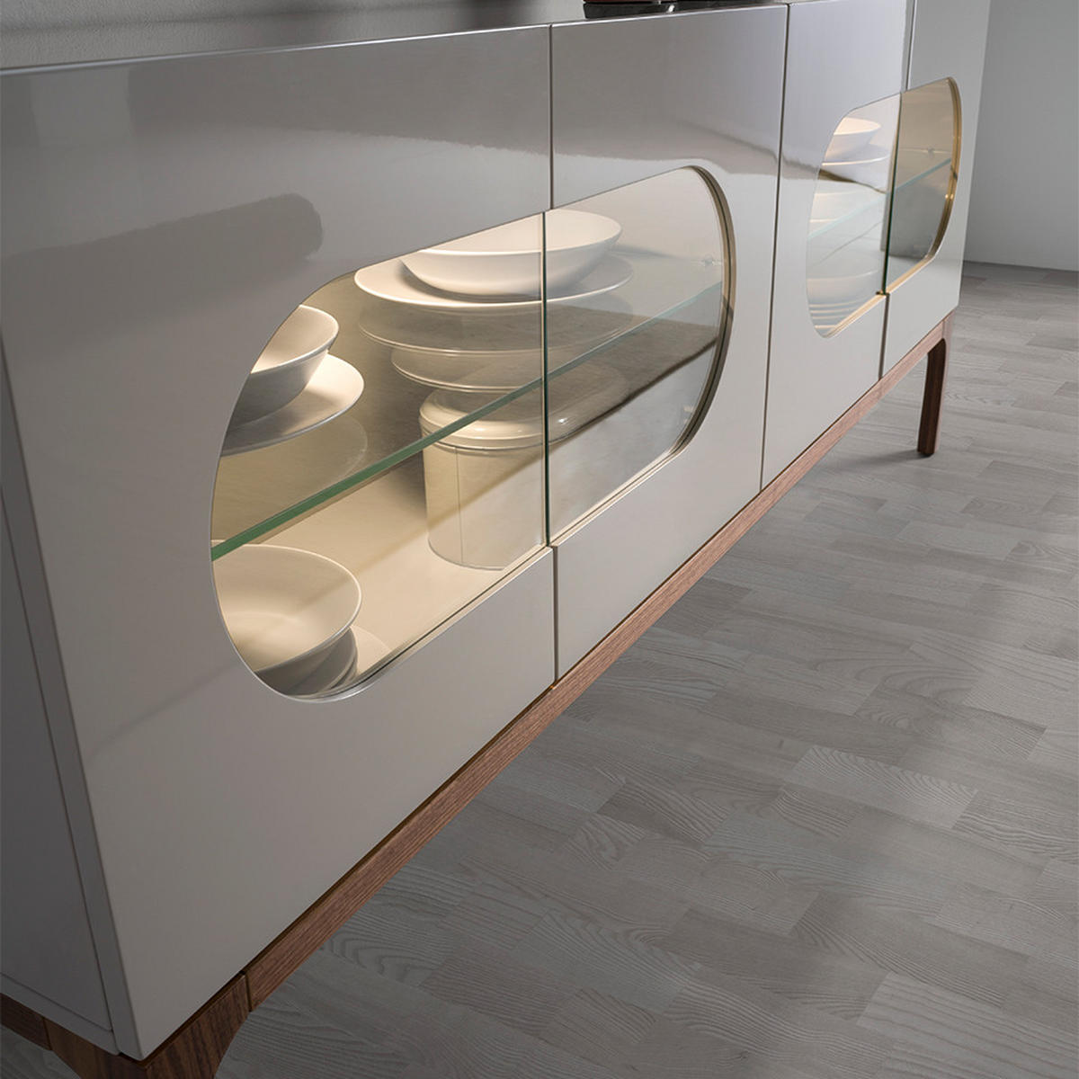 SIDEBOARD Grau Walnuss 180/41/75 cm - Walnussfarben/Grau, Holzwerkstoff (180/75/41cm) - ANGEL CERDA