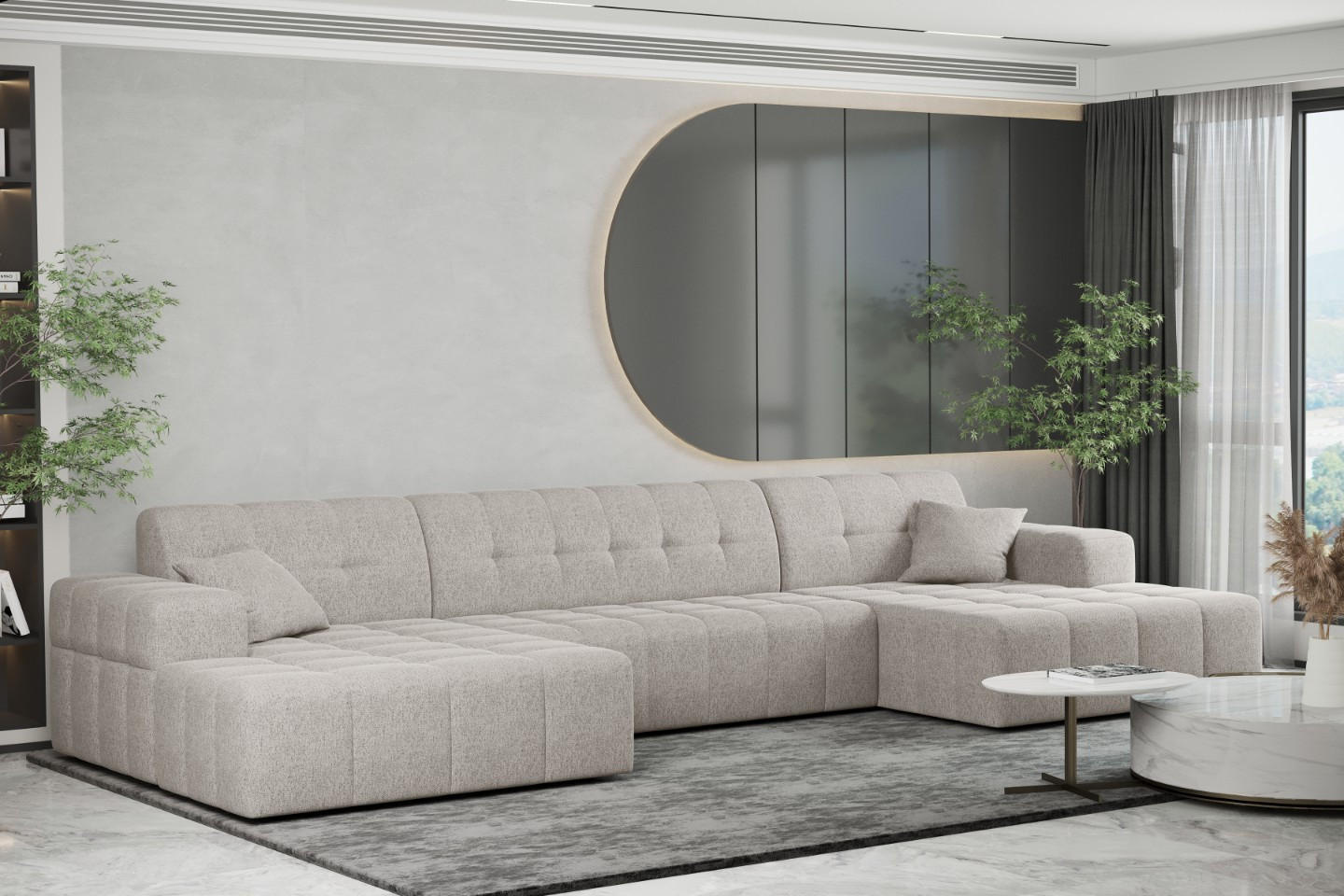 ECKSOFA U-form Wohnzimmer NIMES Stoff VERITA Beige - Beige, Holz/Textil (350/168cm) - Kaiser Möbel