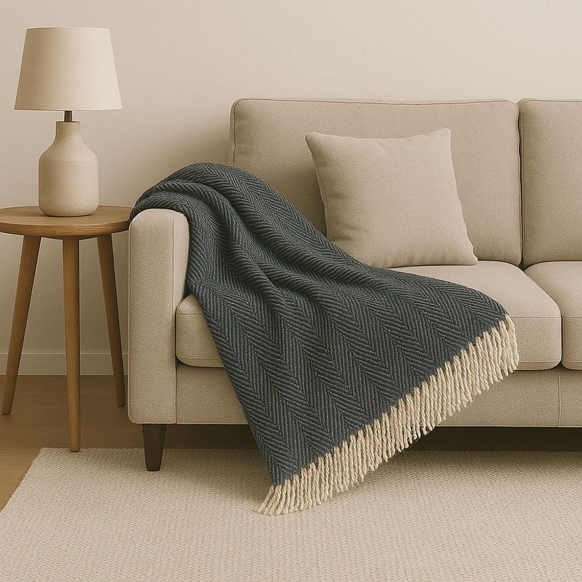 WOLLDECKE MILA - Farbe: Anthrazit, Größe: 140 x 200 cm - Anthrazit, Kunststoff (140/200cm) - Home Deluxe