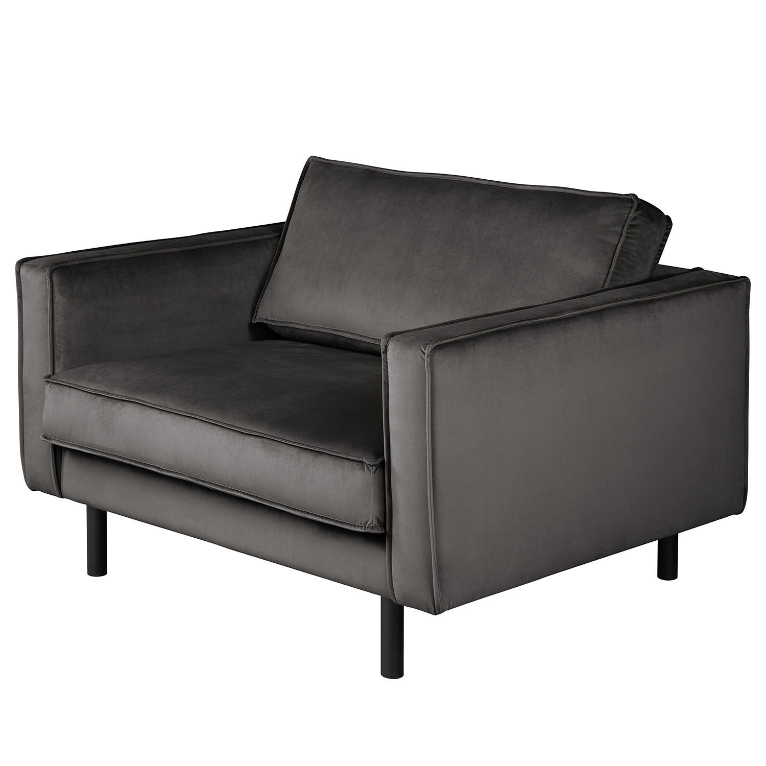 XL SESSEL - Schwarz/Grau, Textil/Metall (117/81/96cm) - home24