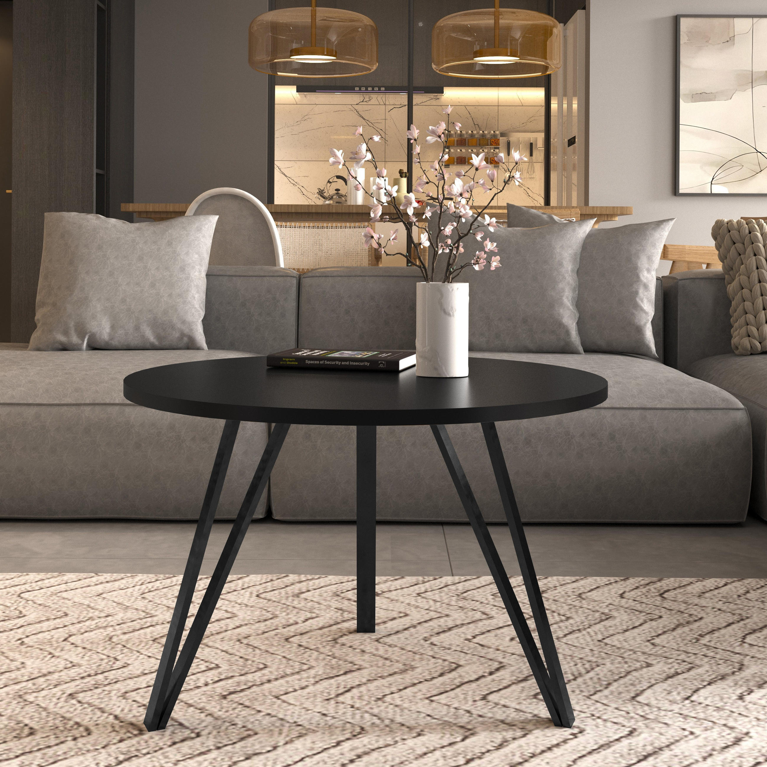COUCHTISCH Linea Schwarz, Schwarze Beine - Schwarz, Holzwerkstoff/Metall (67/67/45cm) - Bettso