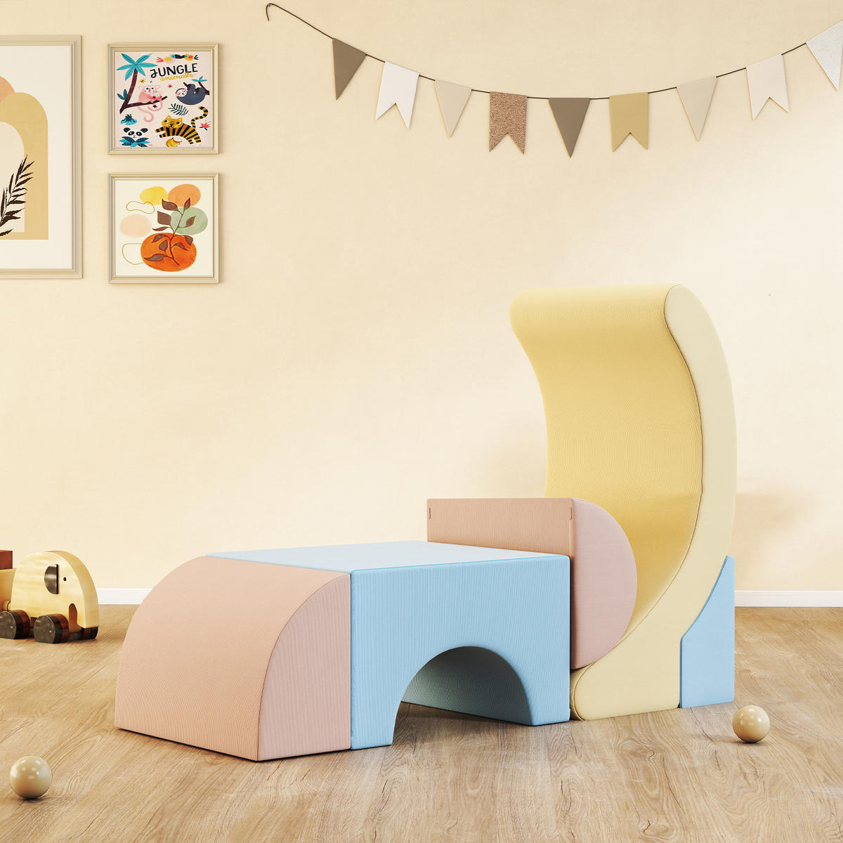 SCHAUMSTOFF-BAUSTEINE 5 Softbausteine Klettern Riesenbausteine Mehrfarbig - Multicolor, Textil (48/85cm) - AIYAPLAY