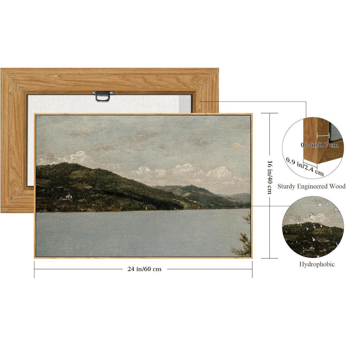 BILD mit Rahmen Holz 40 x 60 cm Bergsee Motiv - Blau, Holz (40/0.5cm)