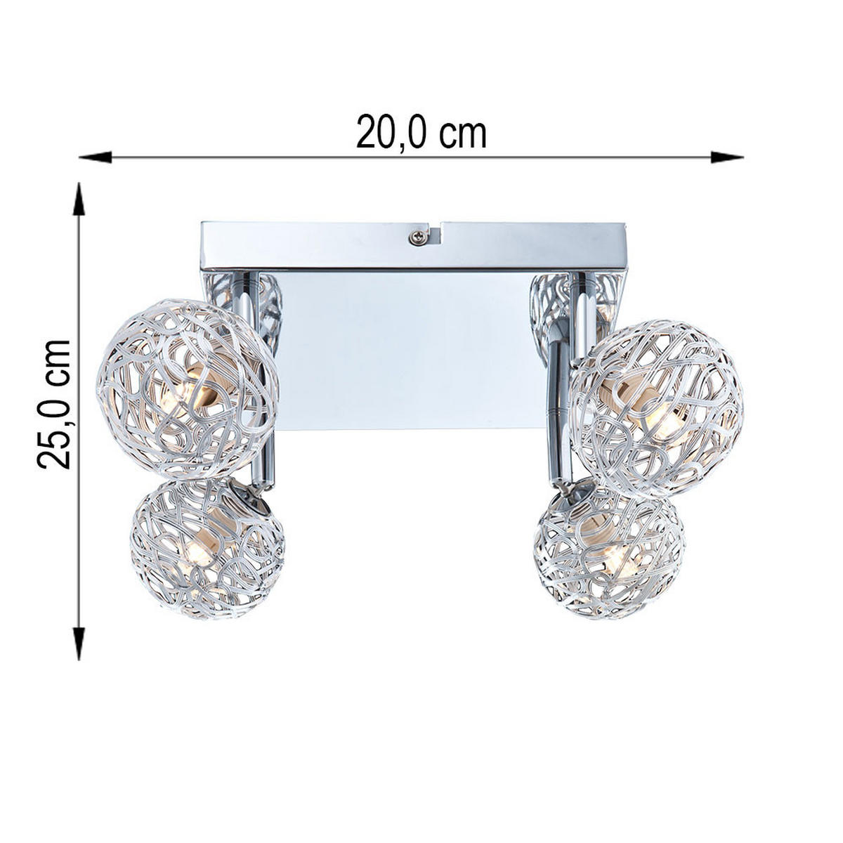 LED DECKENLEUCHTE Kugeln Geflecht Silber Chrom - Silberfarben, Metall (25/20/15cm) - Globo Lighting