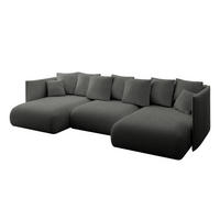 WOHNLANDSCHAFT mit Schlaffunktion und Bettkasten ONESK-U 304x165x40 Grau Bouclé - Grau, Holzwerkstoff/Kunststoff (304/90/165cm) - ALTDECOR