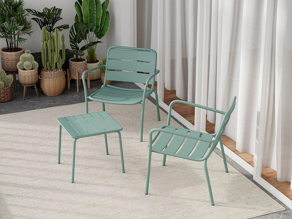 GARTEN-BEISTELLTISCH quadratisch - Metall - Mandelgrün - MIRMANDE von MYLIA - Grün, Metall (45/45/41.5cm) - Vente-Unique