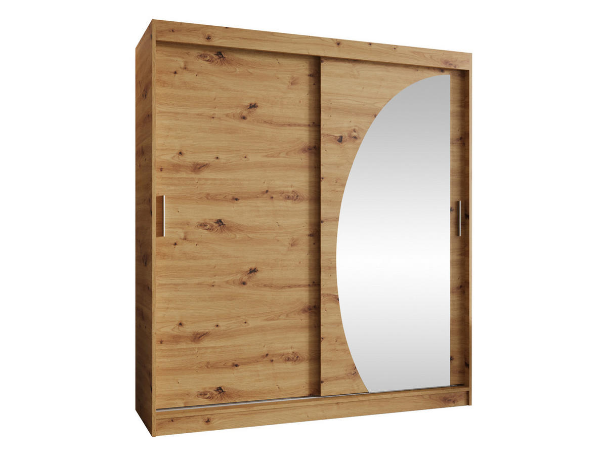 SCHWEBETÜRENSCHRANK Wika 180 cm mit Schubladen - Silberfarben/Eiche Artisan, Holzwerkstoff/Kunststoff (180/200/62cm) - MIRJAN24