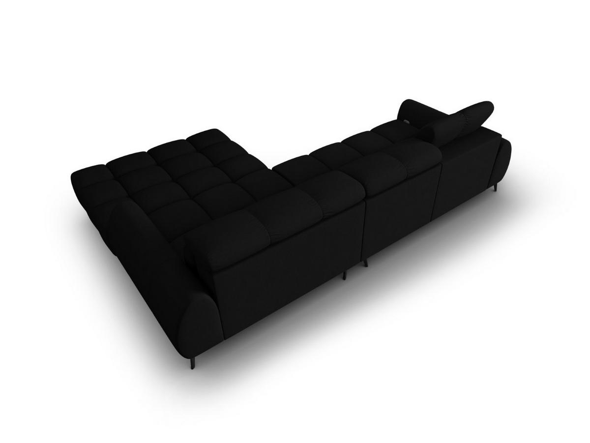ELEKTRISCHES-ECKSOFA rechts Alyse aus strukturiertem Stoff schwarz 5 Sitzplätze - Schwarz, Textil (188/295cm) - Micadoni