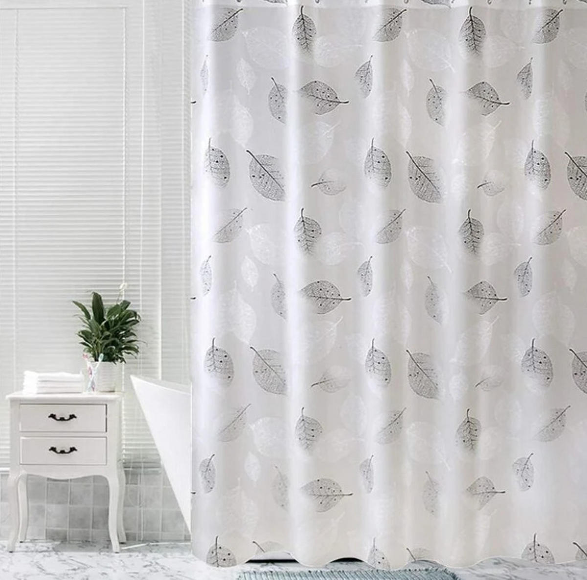 DUSCHVORHANG schimmelresistent verstärkt PEVA Stoff waschbar mit Haken für Badewanne Badezimmer - Weiß, Kunststoff (180/180cm) - MCBOSON