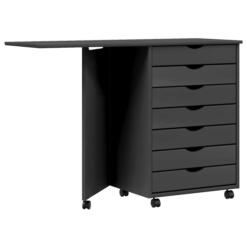 ROLLSCHRANK MIT SCHREIBTISCH MOSS GRAU MASSIVHOLZ KIEFER - Grau, Holz (39/74.5/105.5cm) - vidaXL