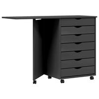 ROLLSCHRANK MIT SCHREIBTISCH MOSS GRAU MASSIVHOLZ KIEFER - Grau, Holz (39/74.5/105.5cm) - vidaXL