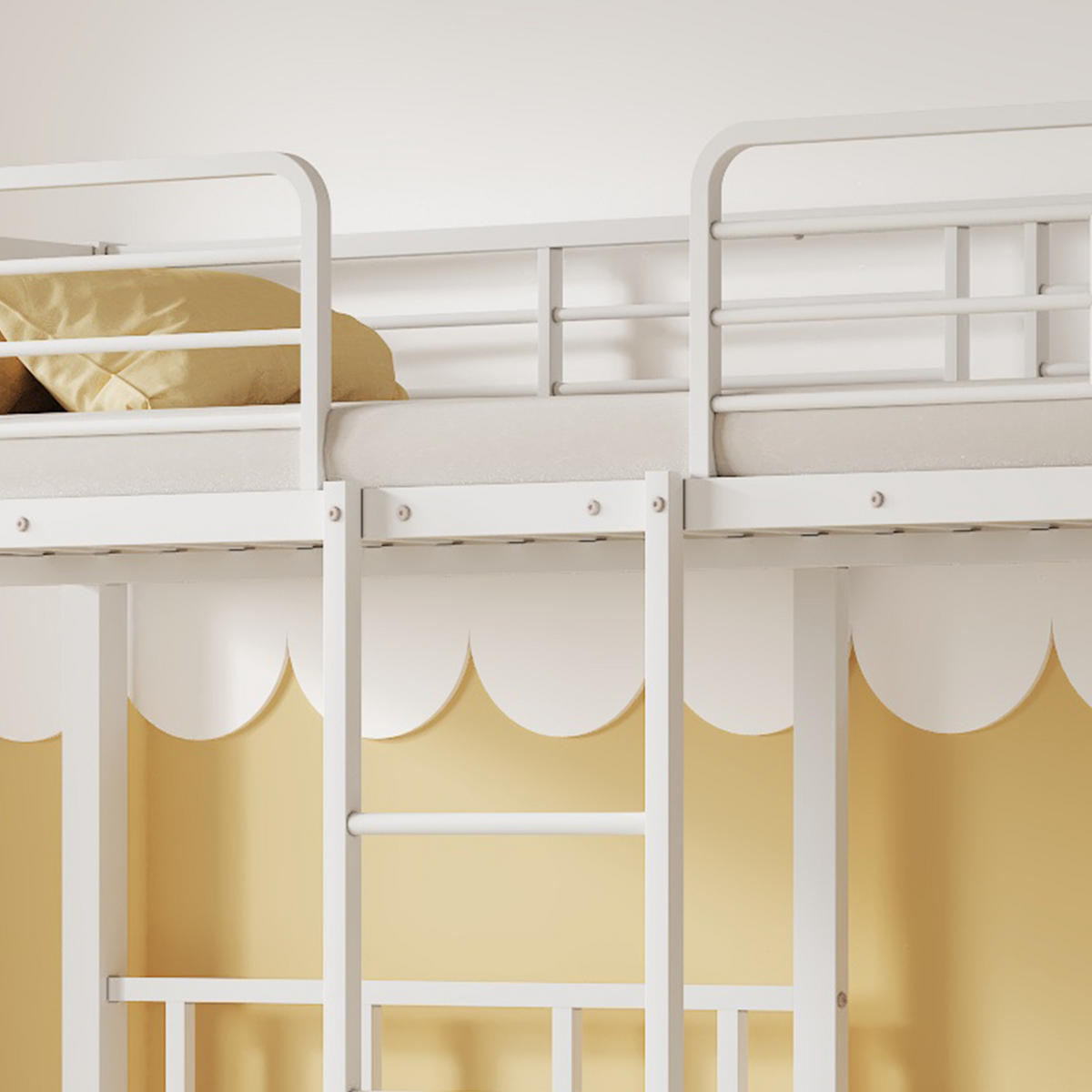 ETAGENBETT Kinderbette 90/200 cm aus Metall mit Leiter und Tisch Weiß - Weiß, Metall (90/200cm) - Modenvie