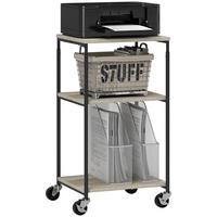 DRUCKERTISCH mit Rolle, Stahl, 39 x 34,5 x 81,5 cm - Grau, Metall (34.5/39/81.5cm) - HOMCOM