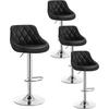 BARHOCKER 4er Set, Kunstleder,Höhenverstellbar, 360° Drehbar - Schwarz, Metall (47/104/39cm) - Woltu