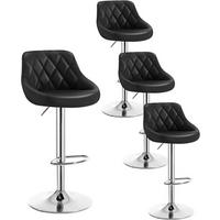 BARHOCKER 4er Set, Kunstleder,Höhenverstellbar, 360° Drehbar - Schwarz, Metall (47/104/39cm) - Woltu
