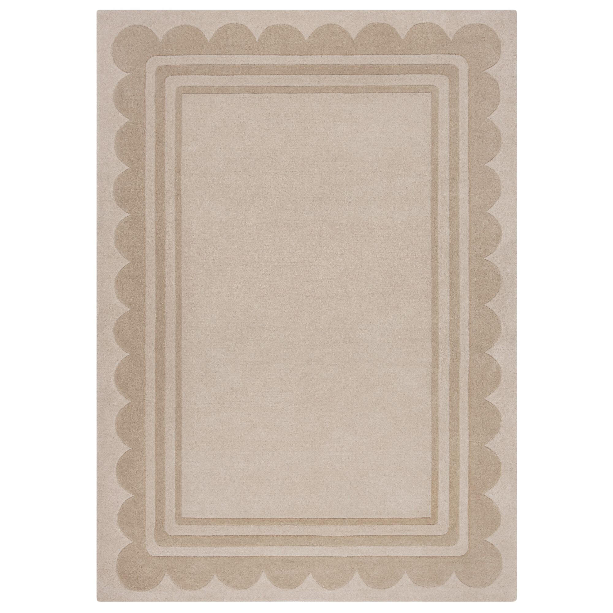 WOLLTEPPICH Grafisches Muster, Rahmen, Wohnzimmer schmutzabweisend Beige Rechteckig 160x230 - Beige, Textil (230/160cm) - KADIMA DESIGN