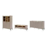 WOHNWAND SOVI A 3-teilig in Porcini / Eiche Mavelie - Greige/Eichefarben, Holzwerkstoff (440/151/42cm) - Deine Möbel 24