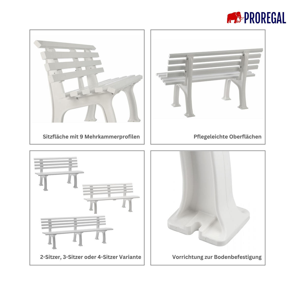 GARTENBANK Antigua 3 Sitzer Grün 74 x 150 x 54 cm Witterungskunststoff & UV Beständiger Kunststoff - Grün, Kunststoff (150/74/54cm) - PROREGAL
