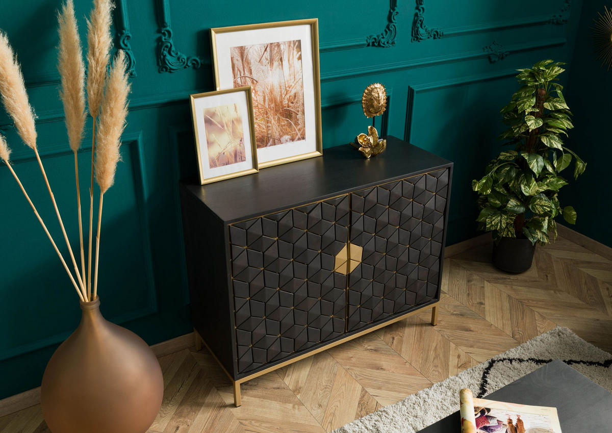 SIDEBOARD Mango 98x40x77 grau geölt DIAMOND #108 - Grau, Holz (98/77/40cm) - Massivmoebel24