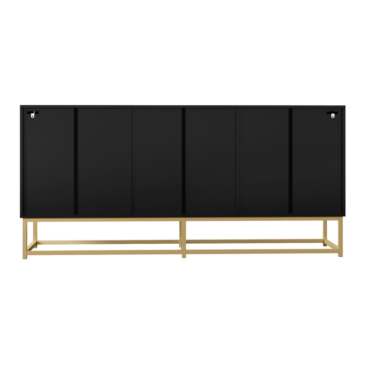 KOMMODE aus Spanplatte 160x38x75,5cm in Schwarz mit 3 Doppeltüren - Schwarz, Holzwerkstoff (160/75.5/38cm) - Modfu