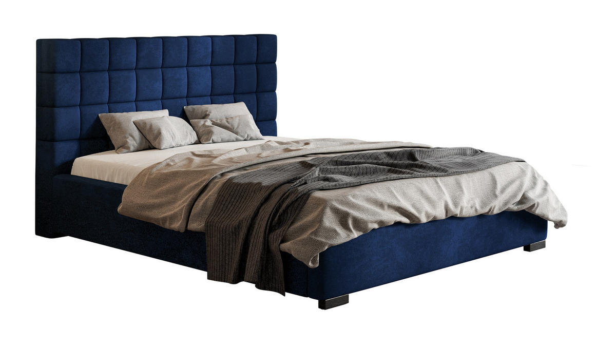 POLSTERBETT 180x200 mit Bettkasten Noris, Samtstoff, Blau - Blau, Holz/Textil (180/200cm) - Emporius