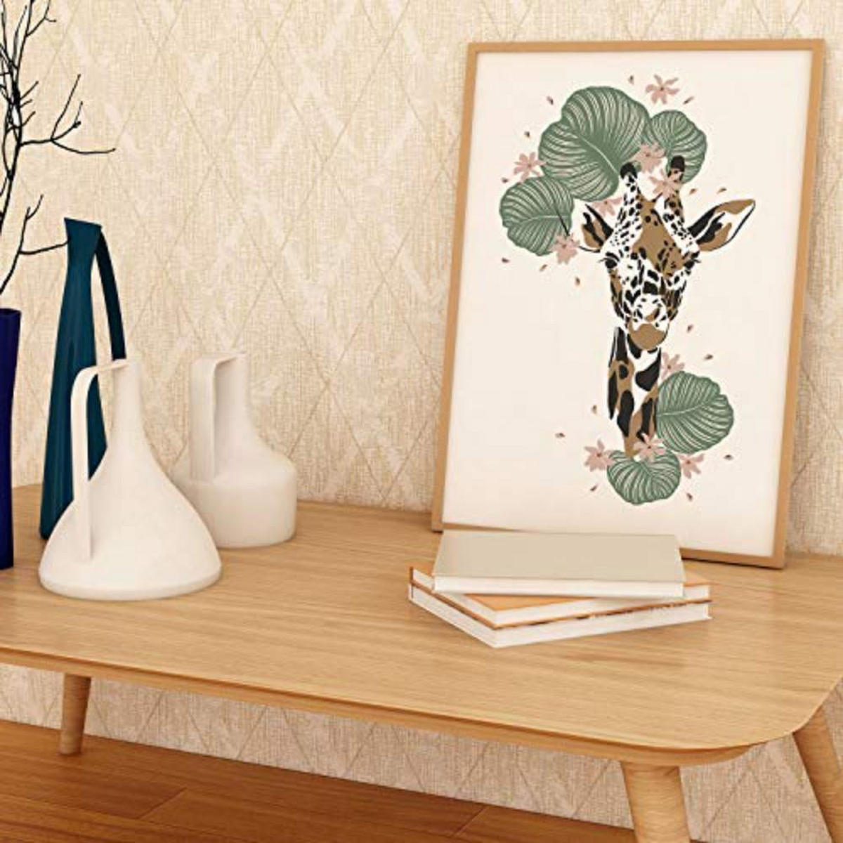 POSTER Set mit 4 GiraffenzebraKlinge, Blumen und Pflanzen aus dem Dschungel A4 Rahmenlos - Klar, Papier (29.7/3cm) - Nacnic