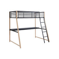 HOCHBETT - 1 -Sitzer - Stahl - schwarz, naturfarben hell - MALICIA - Schwarz, Metall (138/200cm) - Vente-Unique