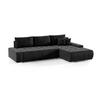 ECKSOFA mit Schlaffunktion Dhaka L, Schwarz - Schwarz, Textil (185/265cm) - Fedve