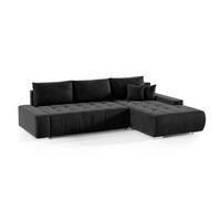 ECKSOFA mit Schlaffunktion Dhaka L, Schwarz - Schwarz, Textil (185/265cm) - Fedve